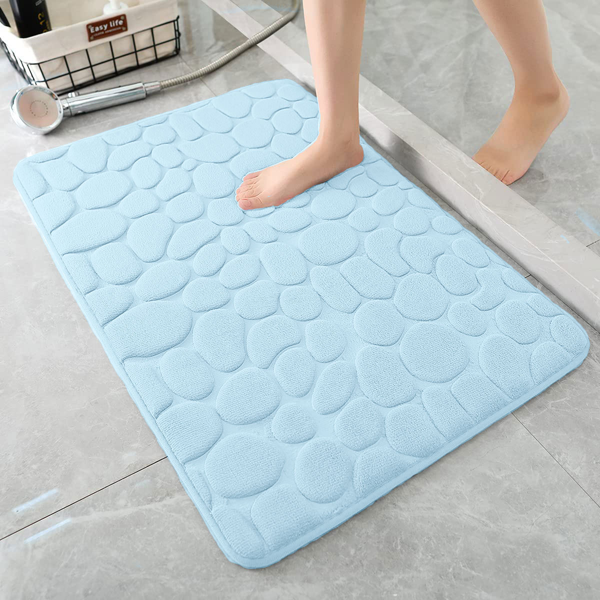 Memory Foam Velvet Cobblestone Floor Mat