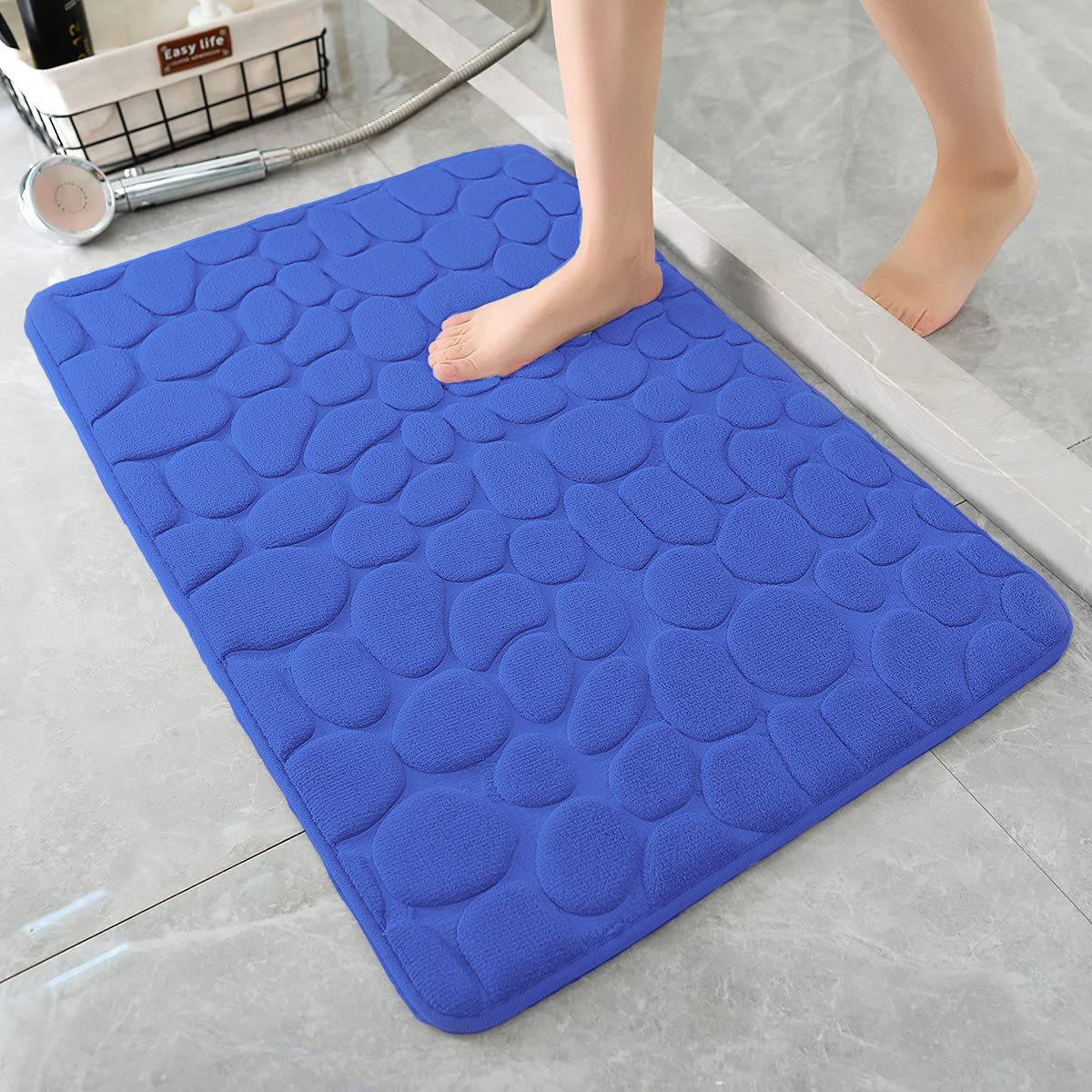 Memory Foam Velvet Cobblestone Floor Mat