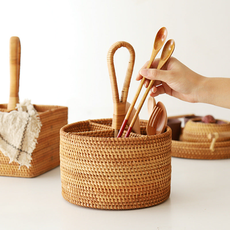 Handwoven Rattan Storage Basket