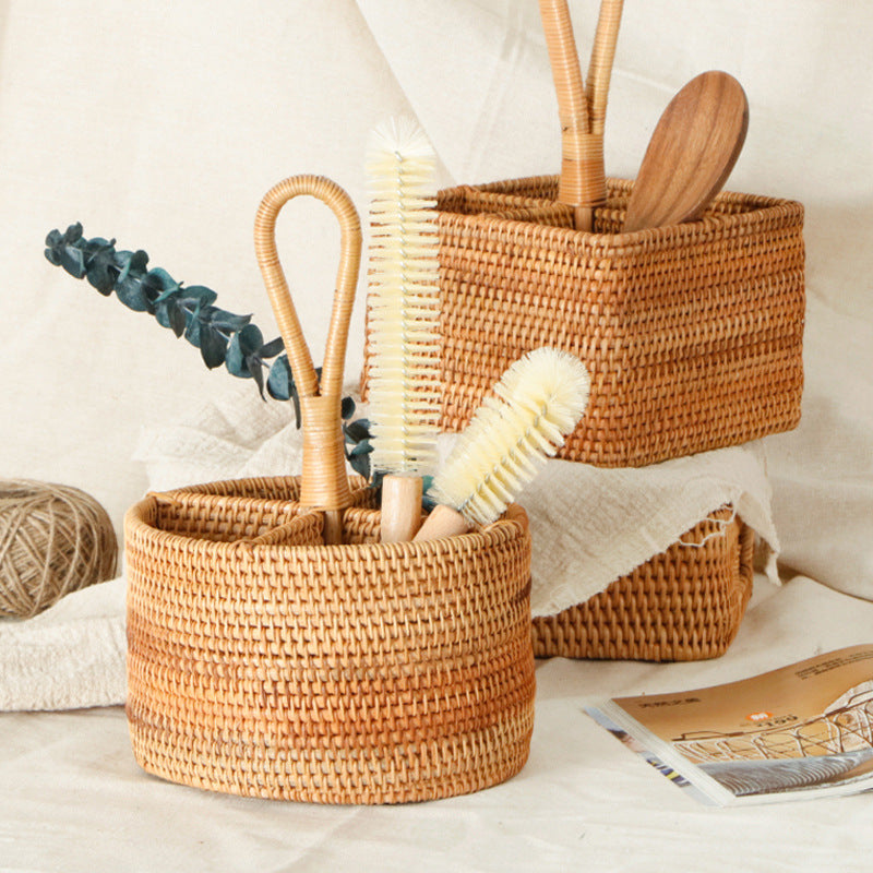 Handwoven Rattan Storage Basket