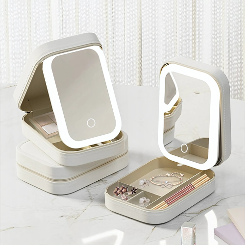 Smart Makeup Mirror with LED Lights and Storage