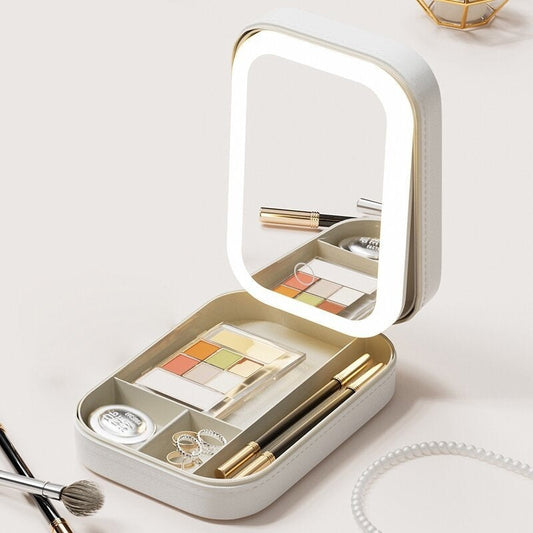 Smart Makeup Mirror with LED Lights and Storage