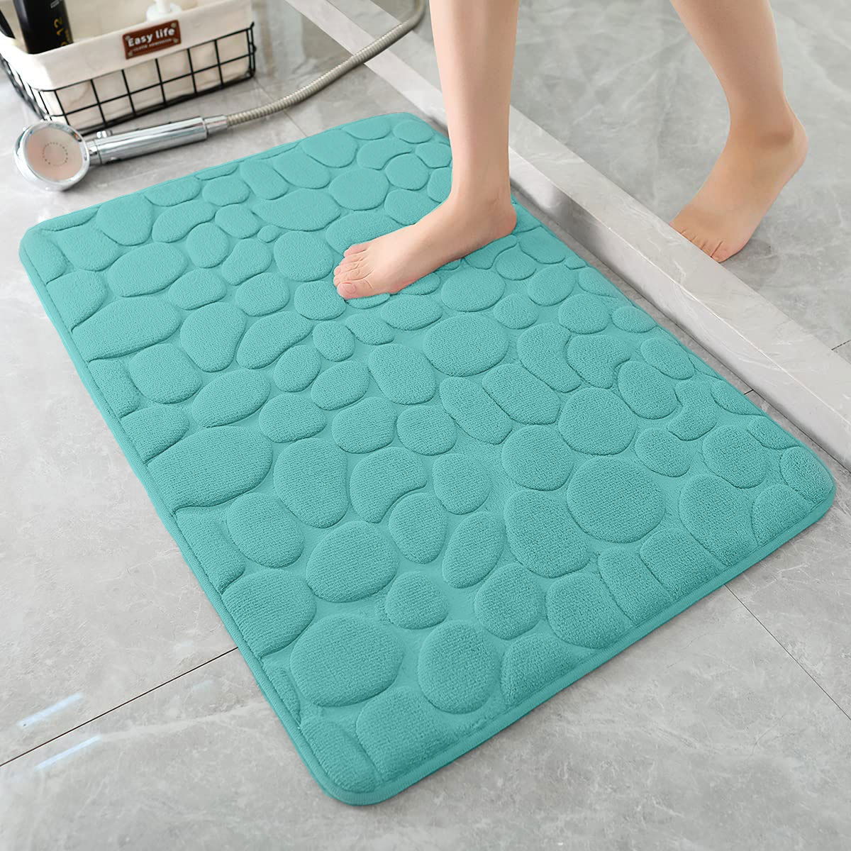 Memory Foam Velvet Cobblestone Floor Mat