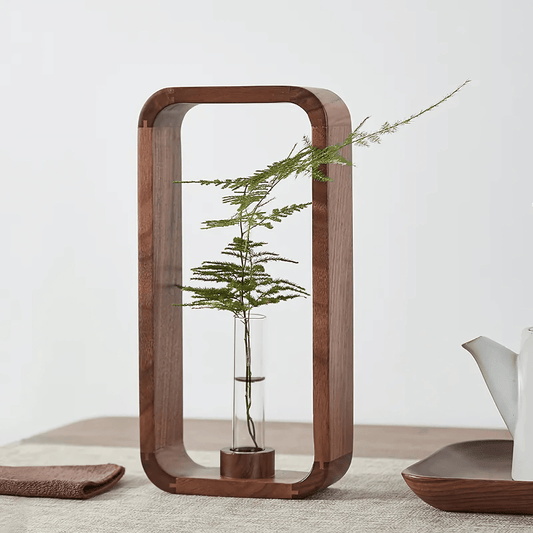 Wooden Hydroponic Vases with Glass Tubes