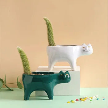 Cute Cat Ceramic Succulent Pot