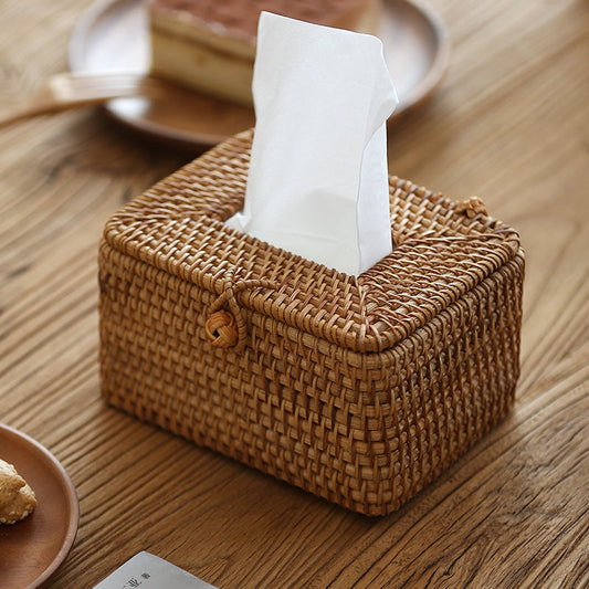 Amy Handwoven Rattan Tissue Box – Natural Elegance for Every Space