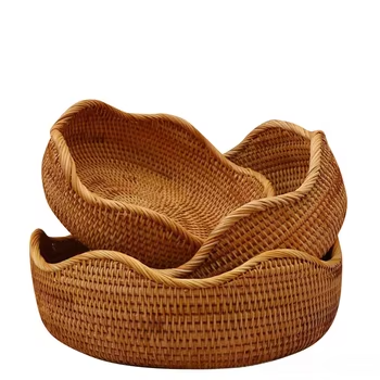 Rattan Woven Fruit Basket – Decorative Storage Bowl