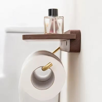 Wall-Mounted Wood Towel & Paper Holder