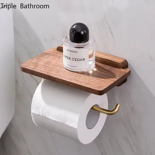 Wall-Mounted Wood Towel & Paper Holder