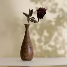 Natural Wooden Geometric Vase – Minimalist Décor