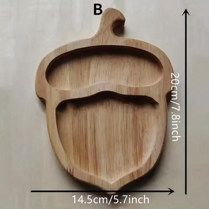 Squirrel Snack Tray – Wooden Double Dish Holder