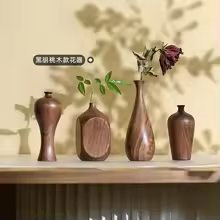 Natural Wooden Geometric Vase – Minimalist Décor