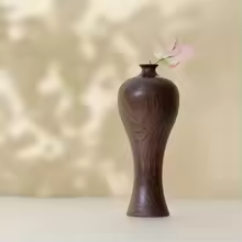 Natural Wooden Geometric Vase – Minimalist Décor