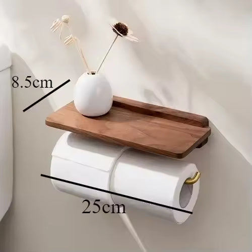 Wall-Mounted Wood Towel & Paper Holder