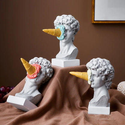 Ice Cream David Sculpture – Modern Nordic Art Decor