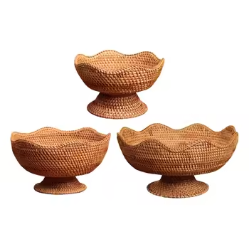 Rattan Woven Fruit Basket – Decorative Storage Bowl