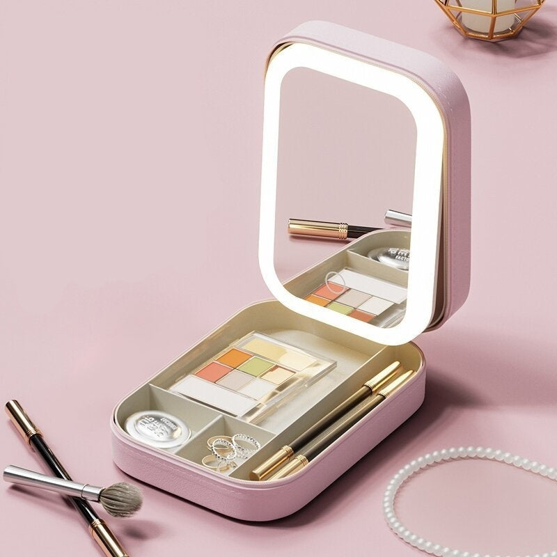 Smart Makeup Mirror with LED Lights and Storage